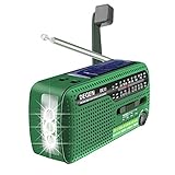 DEGEN DE13 Kurbelradio Tragbares Solar Radio FM AM SW Eingebaute Wiederaufladbare Batterie LED...