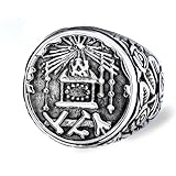 SMANXEY Hochwertiger Siegelring mit Freimaurerbogen und Rosenkreuzer-Symbol, Heilige Heilige Krone,...
