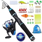 Sougayilang, Kinderangel mit Rolle, Teleskopangel für Reisen, Süßwasserfische, Barsch oder...