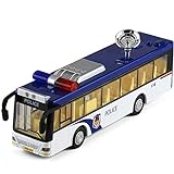 Xolye Alloy Polizei-Bus Spielzeug Simulation Türöffnung Sound and Light Boy Metall-Spielzeug-Auto...