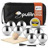 Puffin Boule Set - Petanque Set | Boule Spiel mit 8 Metall Kugeln & Zubehör | Outdoor Spielzeug...