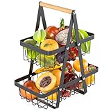 Cisivis Obst Etagere Obstkörbe, Abnehmbar Obstkorb, 2 Stöckig Metall Obstschale für Brot,...