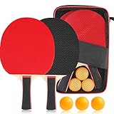Tischtennisschläger Set, Premium Ping Pong Set, Tischtennisschläger mit 2 Tischtennisschlägern, 3...