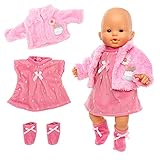 Miunana Kleidung Bekleidung Outfits für Baby Puppen, Puppenkleidung 35-43 cm, 3 teilig, Kleid...