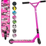 Land Surfer Stunt Scooter Stunt Roller mit 360° drehbarem Deck ab 8 Jahren - Rosa Camouflage