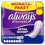 Always Discreet Inkontinenzeinlagen Ultimate Day, 48 Binden (4 x 12 Stück) für Damen, Monatspaket,...