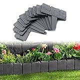 UISEBRT 80Pcs Rasenkante Kunstoff 20m Beeteinfassung Steinoptik Palisade Beetumrandung Mähkante...