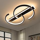 LUOLONG LED Deckenleuchte Dimmbar Deckenlampe Schwarz Wohnzimmerlampe 35W mit Fernbedienung 2-Ringen...