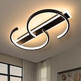 LUOLONG LED Deckenleuchte Dimmbar Deckenlampe Schwarz Wohnzimmerlampe 35W mit Fernbedienung 2-Ringen...