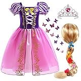 Tacobear Rapunzel Kostüm Kinder Prinzessin Kleid Mädchen Prinzessin Kostüm mit Rapunzel Kleid...