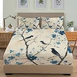 Mikrofaser Kinder Spannbettlaken 140x200 cm - Tiervogelzweig Bettlaken Set 30cm Tiefe Taschenlaken...