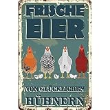 Hühnerstall Outdoor Blechschild-frische Eier glückliche Hühner Metallschild,Lustige Coop...
