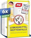 PIC Lebensmittelmotten Falle - 6 Lebensmittelmottenfallen - Mottenfalle mit Pheromon für ideale...