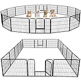 Yaheetech 16-teilig Welpenlaufstall Freigehege mit 2 Türen, Welpenzaun für Hunde je Panel 80 x 60...