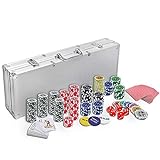 NAIZY Pokerkoffer 500 Chips Laser Pokerchips Set - Poker Set inkl. 2x Pokerdecks, 5x Würfel,...