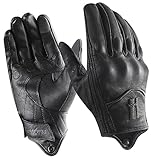 Harssidanzar Herren Winter Warm Goatskin Leder Touchscreen Motorrad Handschuhe GM041EU,Schwarz...