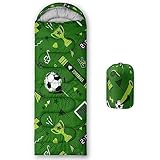 HOSIMA Schlafsäcke für Jungen und Kinder, schwarz-grünes Thema, Fußball-Druck, leicht, warm,...