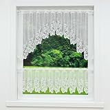 HeichkelL Scheibengardine 2 Teilige Spitze-Jacquard Vorhang Set Halb-Bogen HxB 60x160cm und...