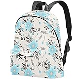 Anmarco Laptop-Rucksack mit blauem Blumenmuster, für Herren und Damen, leichter Reiserucksack,...