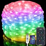 15M Lichterkette RGB Smart IC, 150LEDs Wasserdicht Lichtschlauch Led Strip USB Plug in, mit Timer,...