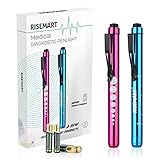 Diagnostikleuchte Pupillenleuchte, RISEMART 2 Stück Wiederverwendbare LED Stiftlampe mit...