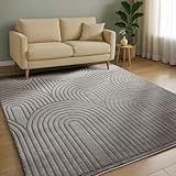 benuta Basic Teppich Claire - Grau 120x170 cm - Minimalistischer Wohnzimmerteppich im Geometrischen...