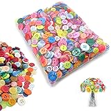 Bunte Knöpfe zum Basteln 1000 Stk Kunststoff Knöpfe Kinder Bunt Harz Bastel Bastelknöpfe...