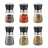 Shoze Gewürzmühle 6er Set Manuelle Plastik Salz und Pfeffermühle Set Transparent Keramikmahlwerk...