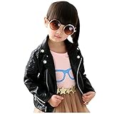 LSERVER Kinder Lederjacke Cool und Vintage Jacke Faux Leather Mantel Motorradjacke, Schwarz,...