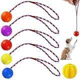 UptVin 6 Stück Hundespielzeug Ball, Hundeball mit Schnur Naturkautschuk Wurfball für Hund Kauen...