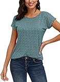 TrendiMax Damen T-Shirt Kurzarm Sommer Shirt mit Allover-Minimal Print Stretch Oberteile Bluse Tops...