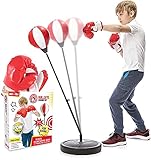 Whoobli Boxball für Kinder inkl. Boxhandschuhe, 3 - 10 Jahre, verstellbarer - mit Ständer, Set...