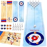 LOHAME 4 in 1 Shuffleboard Bowling Basketball Curling Tischspiele 120 x 30cm tragbare Shuffleboard...
