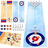 LOHAME 4 in 1 Shuffleboard Bowling Basketball Curling Tischspiele 120 x 30cm tragbare Shuffleboard...