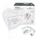 Hygiene100® 30x FFP2 -Masken, CE -zertifizierte Atemmasken 5 Schichten Partikelfiltermaske...
