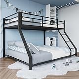 Arhatreya Etagenbett 90/140x200 cm, Kinderbett mit Geländer, Metallbett mit Stufe, Stockbett...