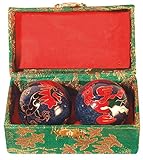 Qi Gong Klangkugeln - Drache-Phönix blau- 35 mm