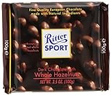 Ritter Sport Schokolade Dark Whole Hazelnuts, 5 x 100g Tafeln (dunkle Schokolade mit ganzen...