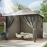 Devoko Pavillon 3x3 Wasserdicht Stabil Winterfest,Aluminium Gartenpavillon,Pavillon mit Festem Dach...