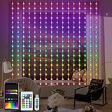 ZAIYW Smart Lichtervorhang RGB 5050 mit Integriertem Chip, 2,4M x 1,8M Vorhang Lichterkette...