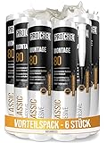 PROCREA® 6x Montagekleber 'Montage 80' [Extra stark bis 100 kg/qm] Schnellhärtender weißer...