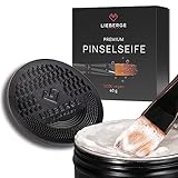 LIEBERGE Premium Pinselseife 40g + hochwertige Pinsel Reinigungsmatte – Veganer Pinselreiniger...