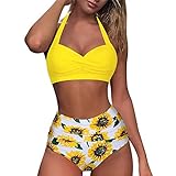 MIN Ying Badeanzug mit hoher Taille, Vintage, Damen, Bikini, Bademoden, Push-Up, Halter, Badeanzug,...
