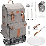 HappyPicnic Insulated Picknickrucksack für 4 Personen mit komplettem Geschirrset, geräumigem...