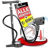 HEIMWERT Premium Fahrrad Luftpumpe für alle Ventile, hochpräzises Manometer, komfortable 12 bar...