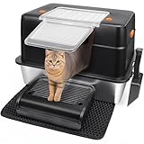 Vivifying Katzenklo Edelstahl mit Deckel, XL Leicht zu Reinigen und Geruchsresistent Katzentoilette...