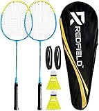 Redfield Badminton Set, 2 Badmintonschläger, 2 Federbälle, Tragetasche, 2 vorinstallierten Griff,...