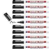 edding 400 Permanentmarker - schwarz - 10 Stifte - feine Rundspitze 1 mm - wasserfest,...