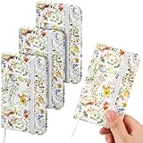 Qeeenar 4 Stück Mini Leder Pocket Notizbücher 10,2 x 6,3 cm Klein Hardcover Notizbuch 50 Blatt...