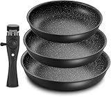 Fadware Pfannenset Induktion, Antihaft-beschichtete Bratpfanne 20, 24 und 28 cm mit abnehmbarem...